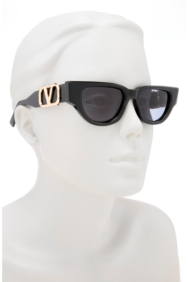 51mm Gradient Polarized Cat Eye Sunglasses, Alternate, color, BLACK BLACK GREY