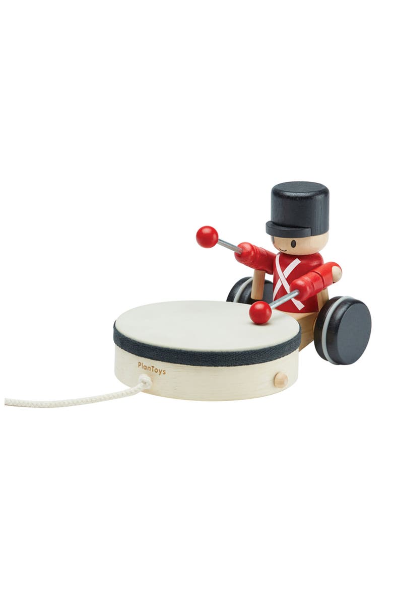 Drummer Pull Along Toy, Main, color, RED