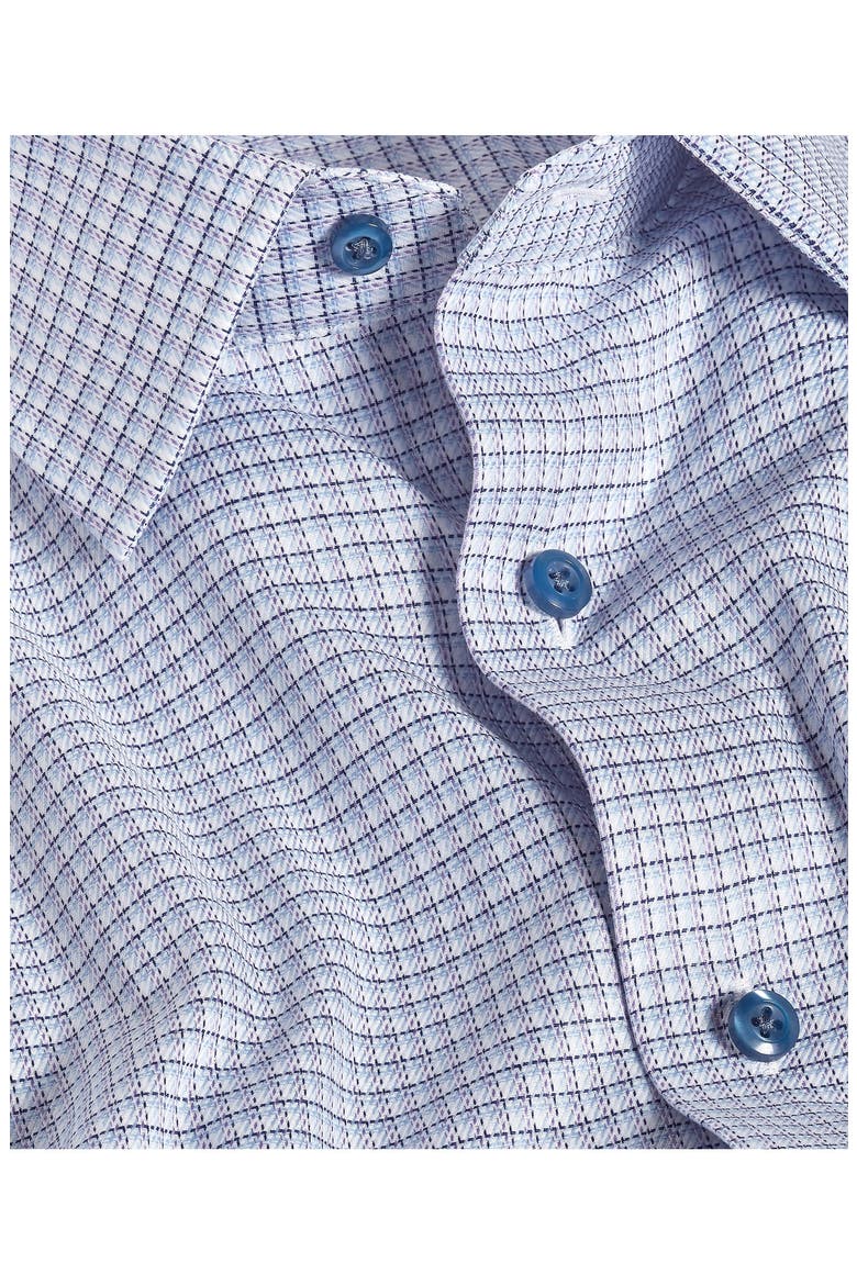 Trim Fit Check Stretch Cotton Twill Dress Shirt, Alternate, color, BLUE/ PURPLE
