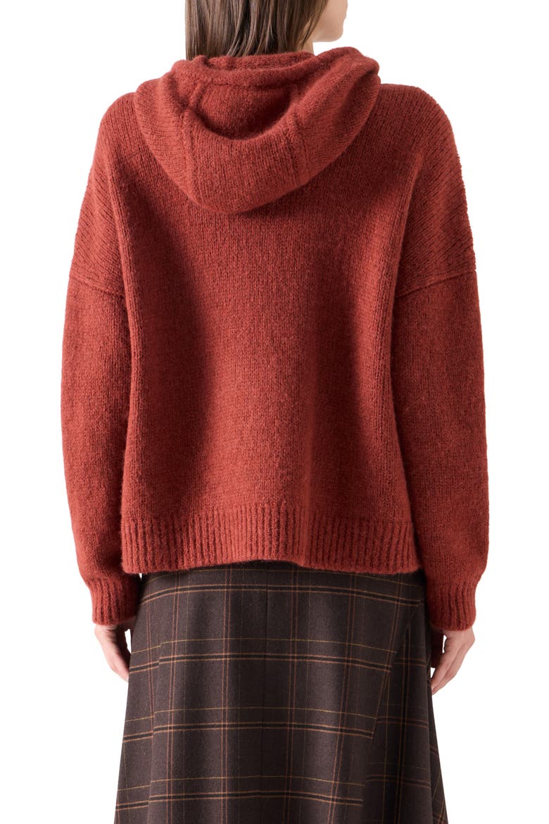 Fluffy Alpaca Blend Sweater Hoodie, Alternate, color, COPPER