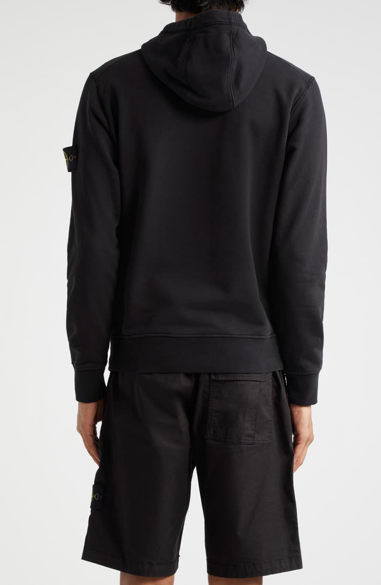 Stone Island Logo Patch Cotton Hoodie, Alternate, color, Black