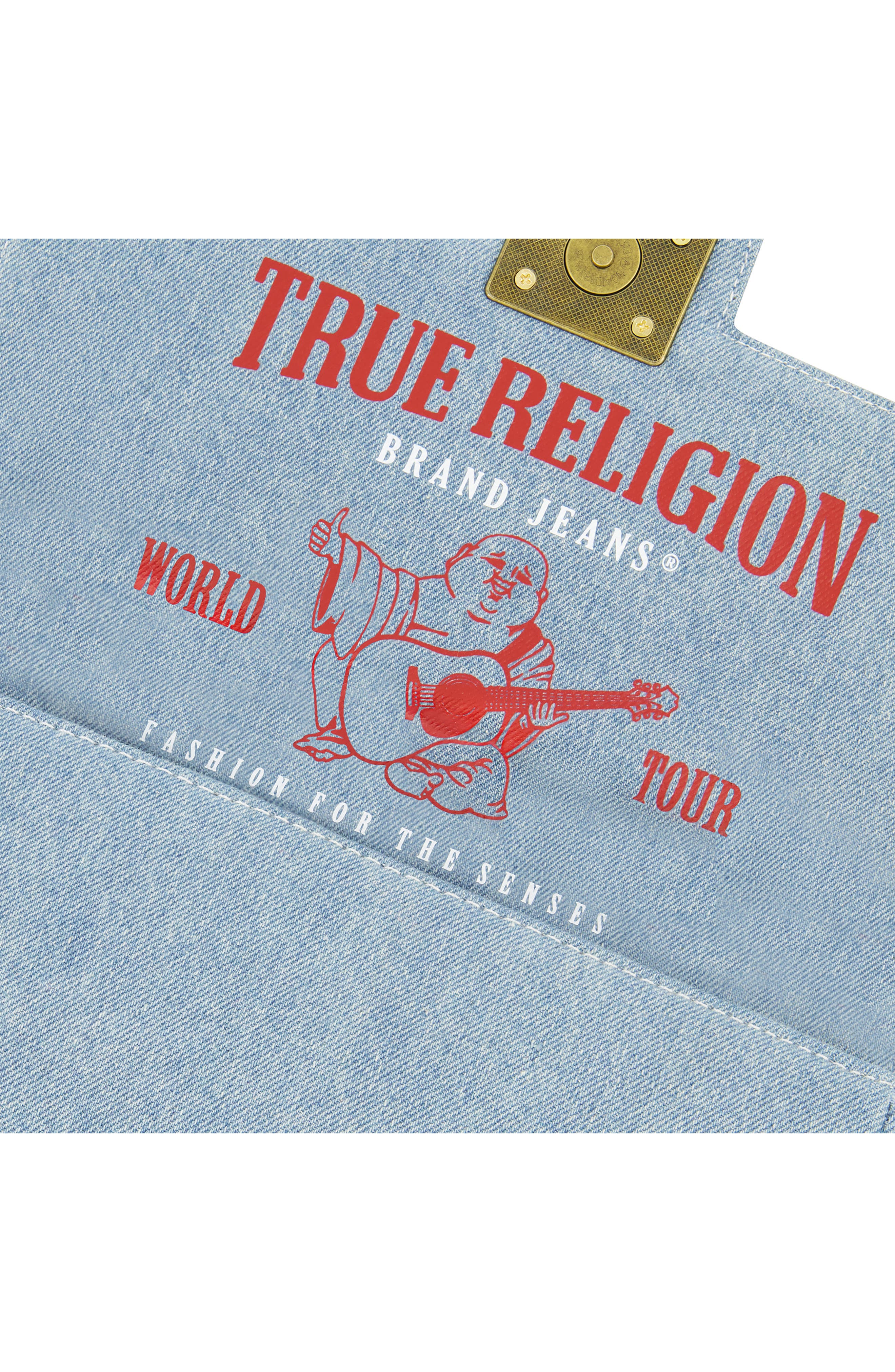 Denim Brass Hardware Flap, Alternate, color, LIGHT BLUE