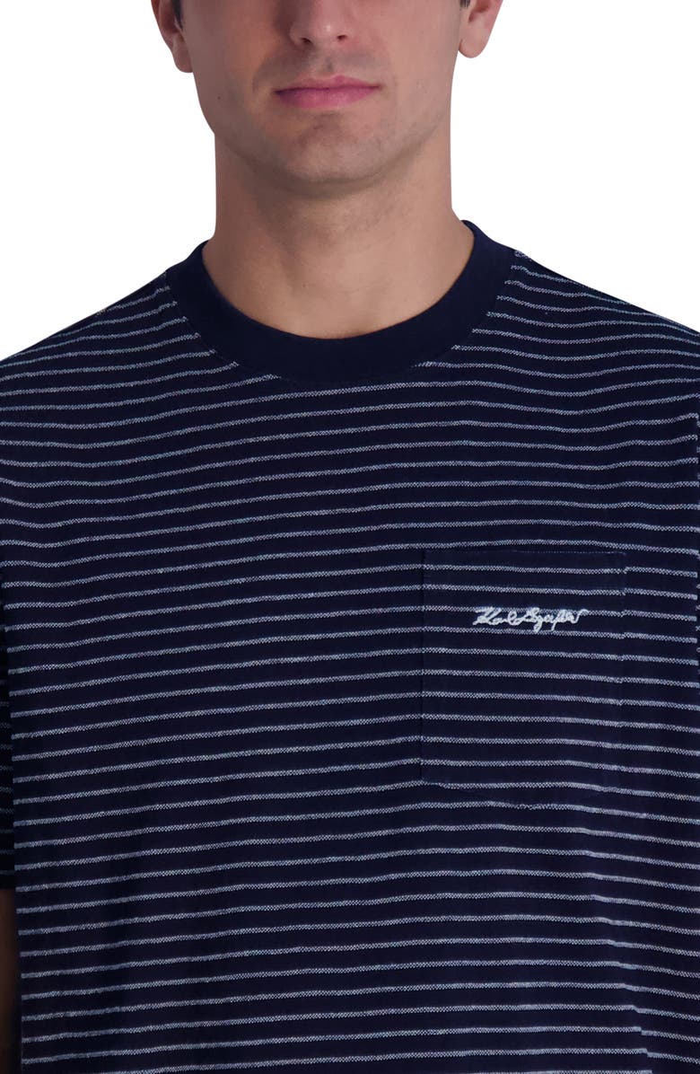 KARL LAGERFELD PARIS Logo Embroidered Stripe Pocket T-Shirt, Alternate, color, 