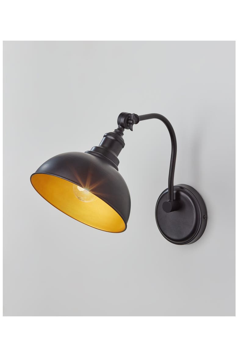 Wallace Wall Lamp, Alternate, color, BLACK/ GOLD
