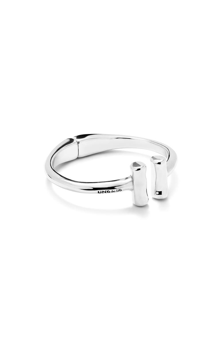 Rigid Sterling Silver-Plated Bracelet with Two Tubes at the Ends, Alternate, color, Silver