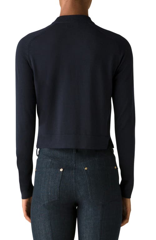 St John St. John Collection Equestrian Print Crêpe De Chine Inset Wool Cardigan In Multi