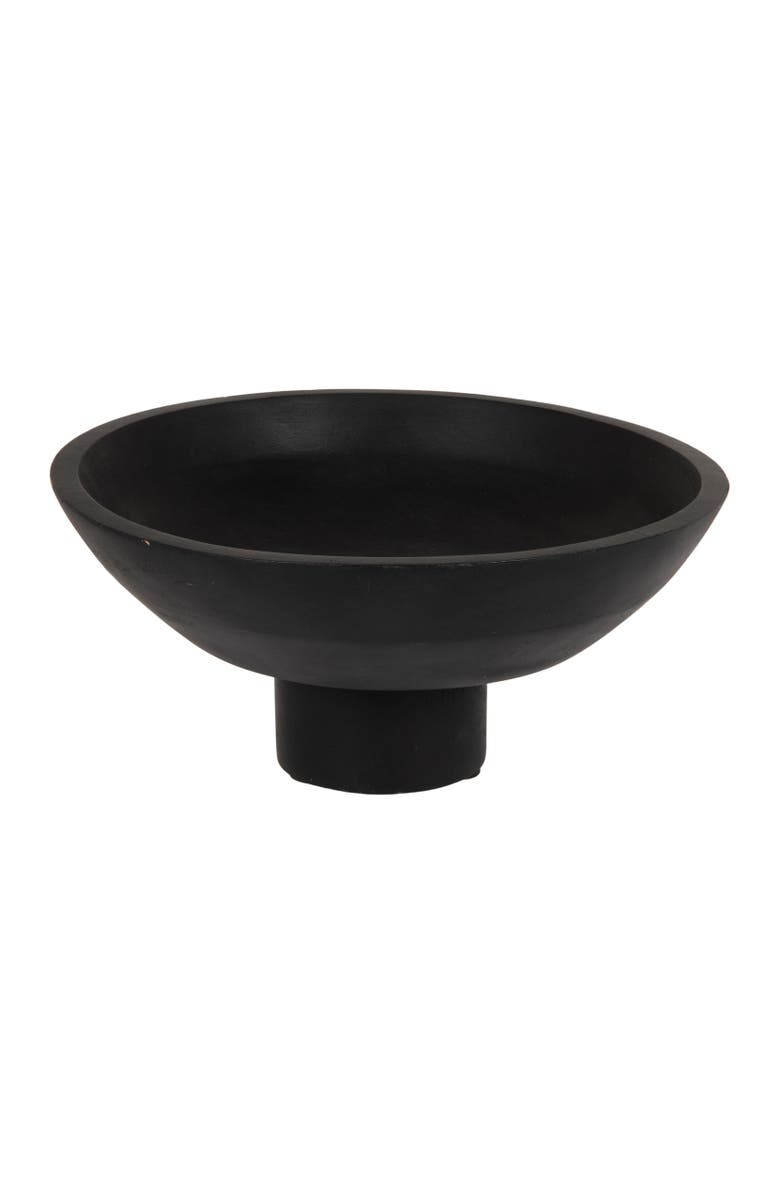 Storied Home Mango Wood Footed Bowl, Black Finish, Main, color, Black