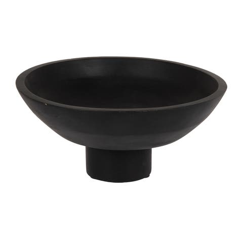 Mango Wood Footed Bowl, Black Finish