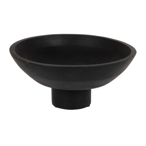 Storied Home Mango Wood Footed Bowl, Black Finish