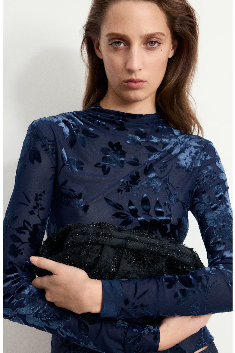 Burnout Mock Neck Top, Alternate, color, DARK NAVY