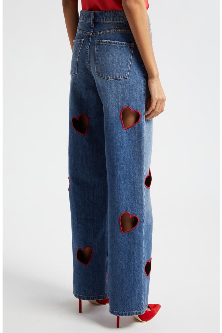 Alice + Olivia Karrie Embroidered Heart Cutout Nonstretch Jeans