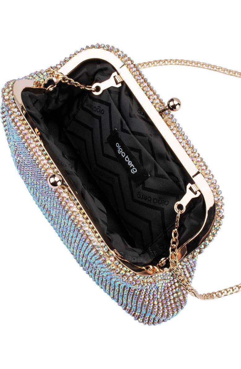 Olga Berg Ela Crystal Mesh Frame Clutch, Alternate, color, Rainbow