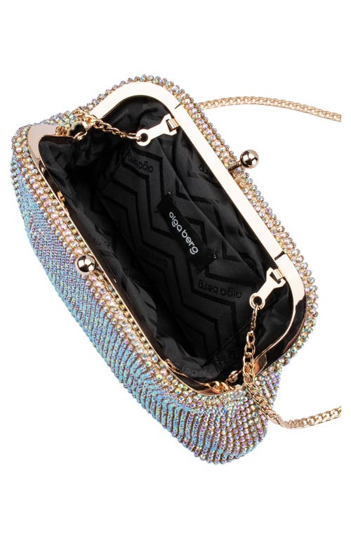 Olga Berg Ela Crystal Mesh Frame Clutch In Multi