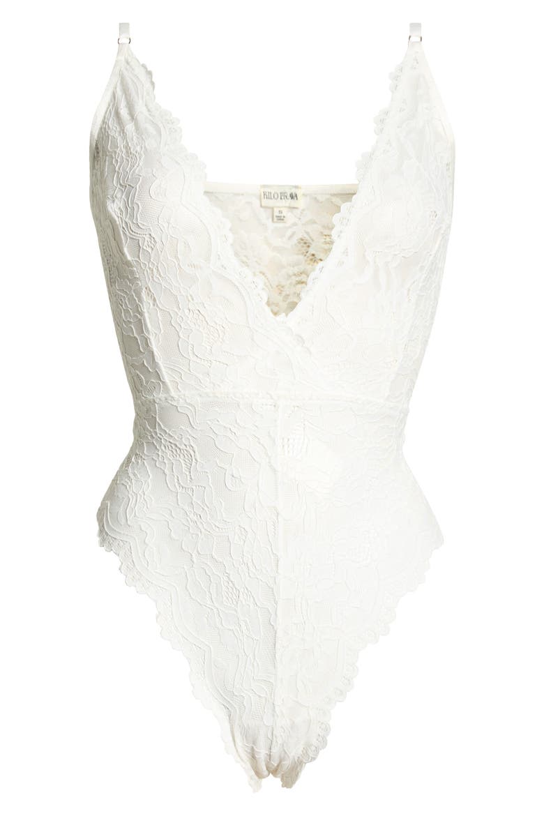 Plunge Lace Teddy, Alternate, color, WHITE