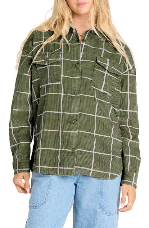 Fadeaway Grid Cotton Corduroy Shacket