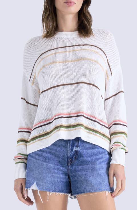 Eva Rib Knit Frayed Edge Cotton Sweater