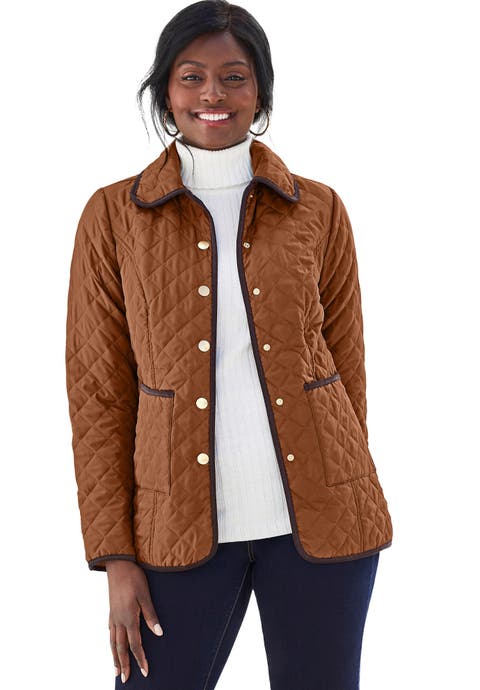 Snap-Front Quilted Coat (Plus)