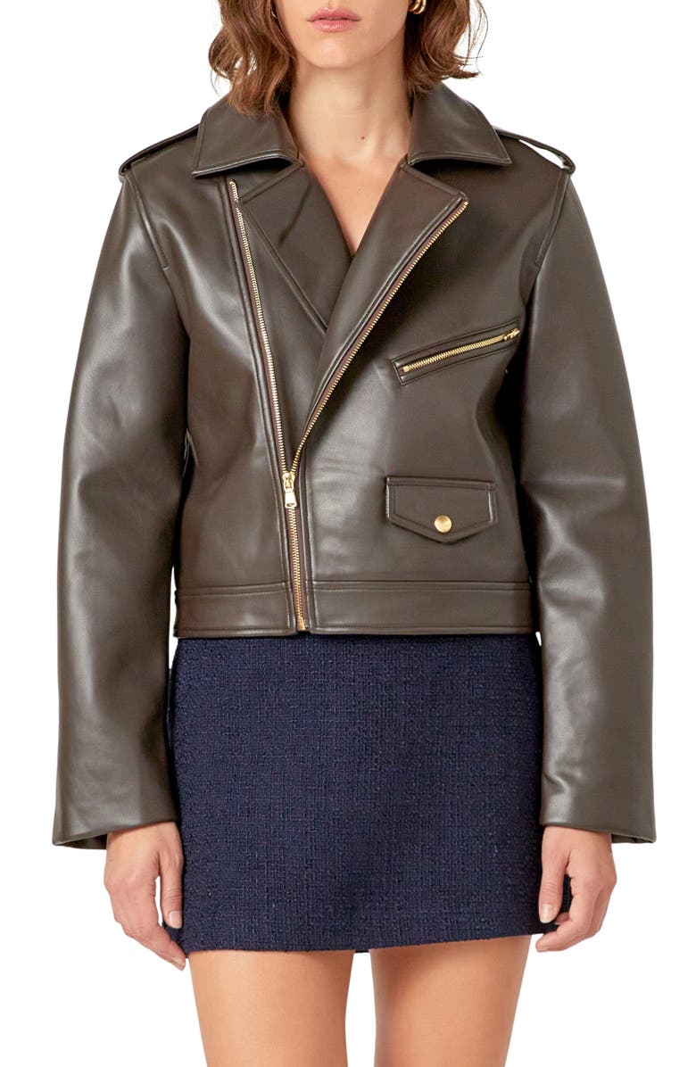 English Factory Faux Leather Biker Jacket, Main, color, 