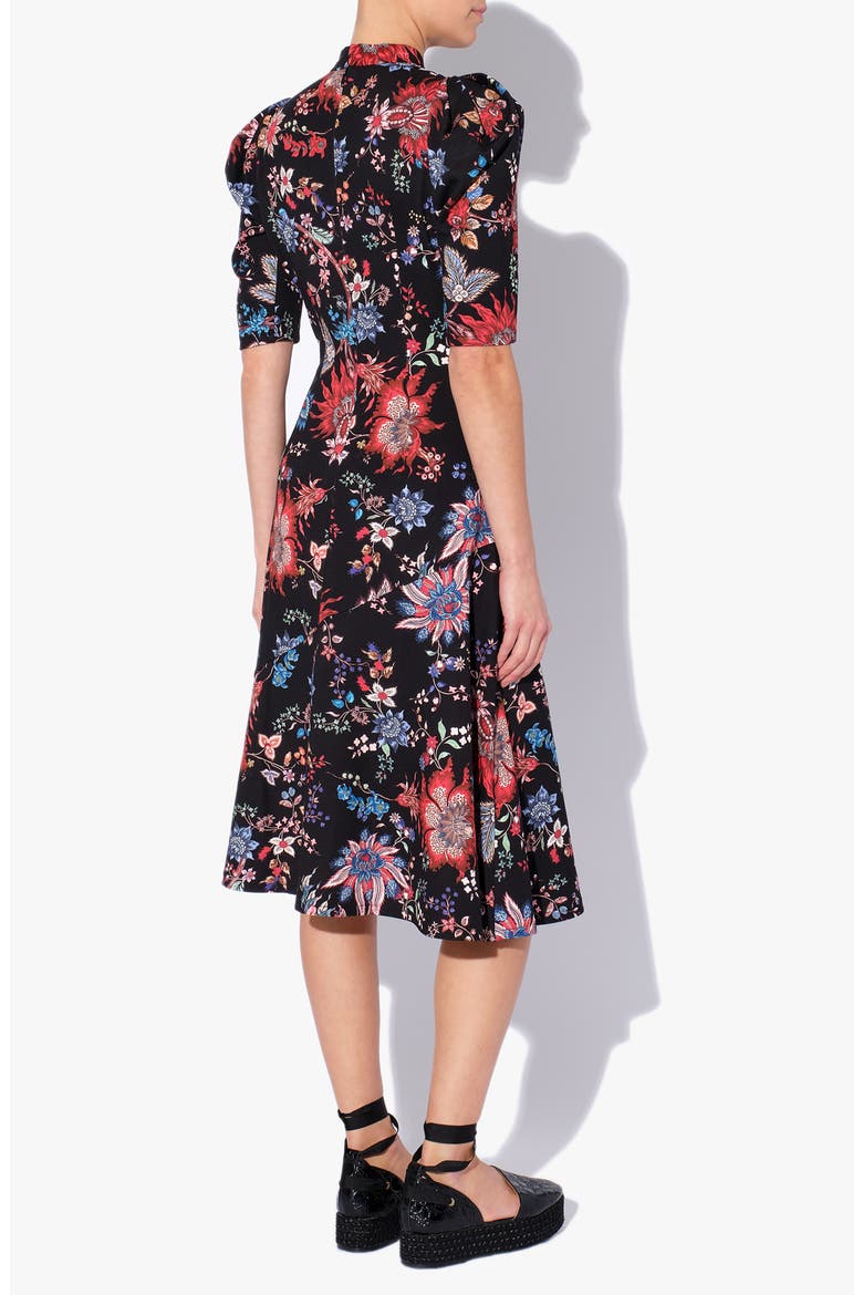 Norene Floral Print Midi Dress, Alternate, color, BLACK / MULTI