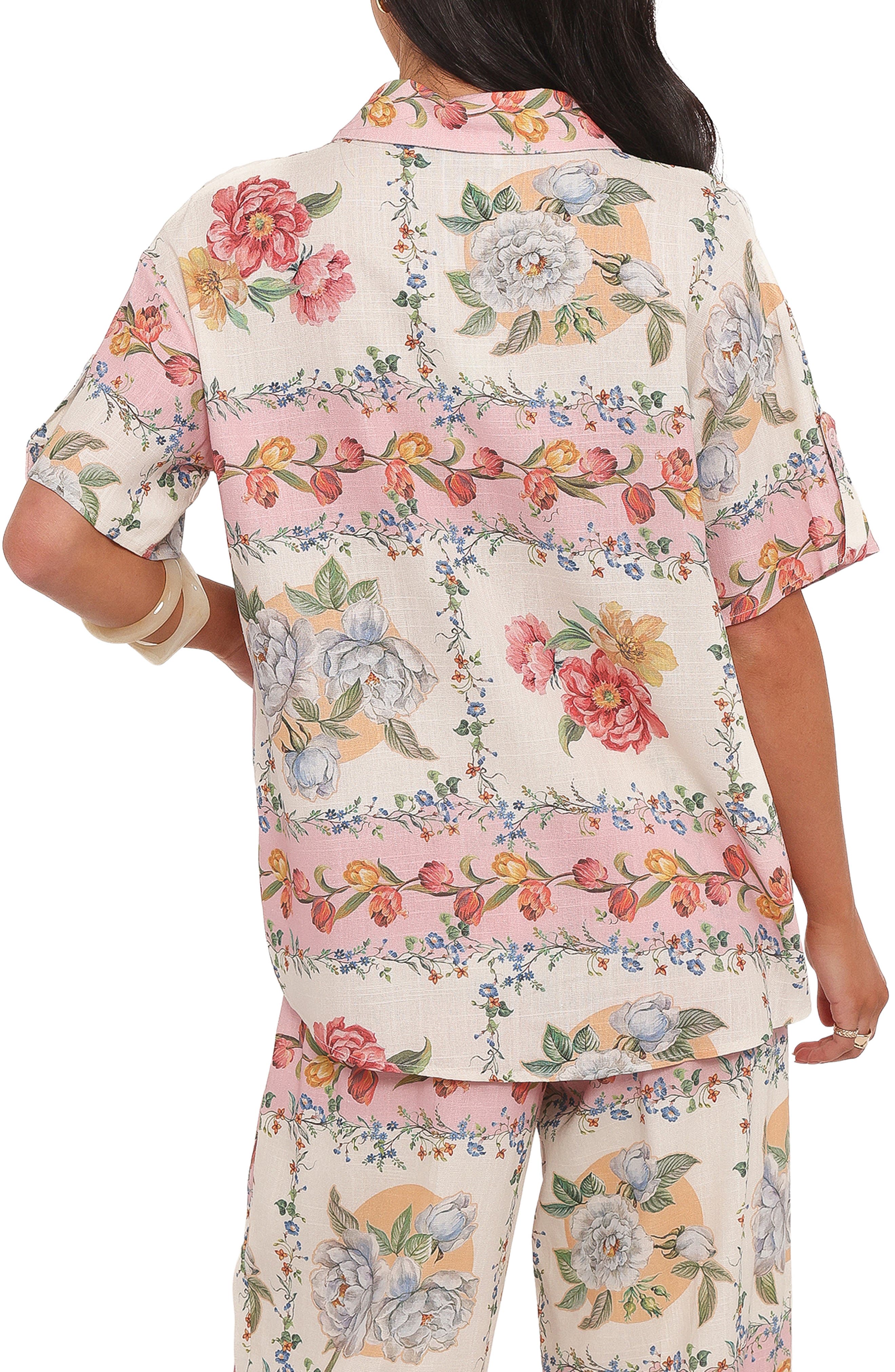 Cascais Rose Tile Button-Up Shirt - image 2
