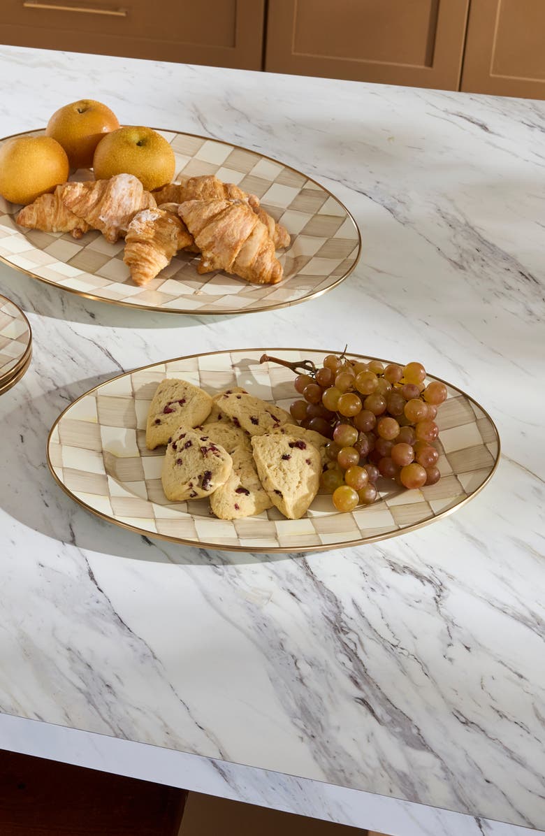 MACKENZIE CHILDS Small Mocha Check Oval Platter, Alternate, color, Mocha
