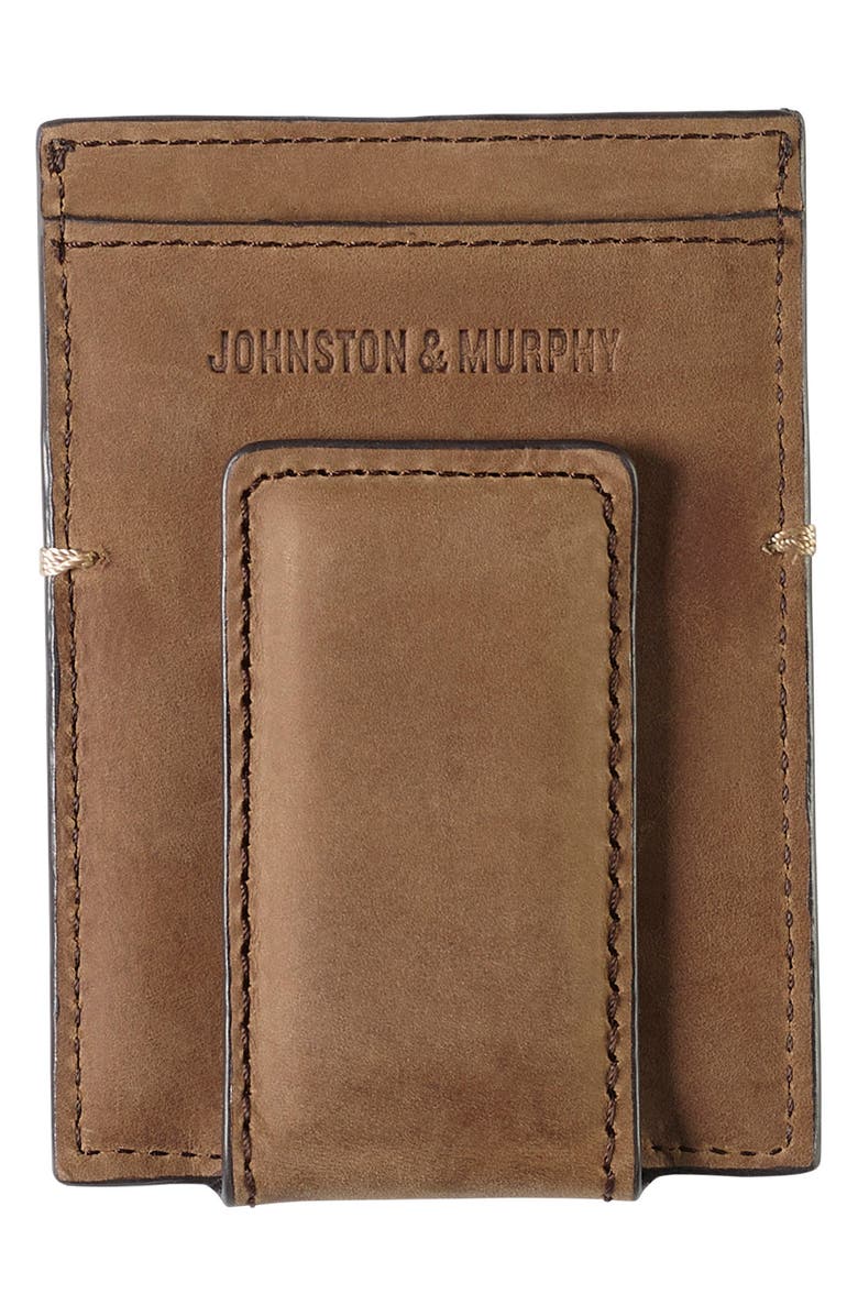 Johnston & Murphy Rhodes Leather Money Clip Card Case, Alternate, color, Tan Oiled