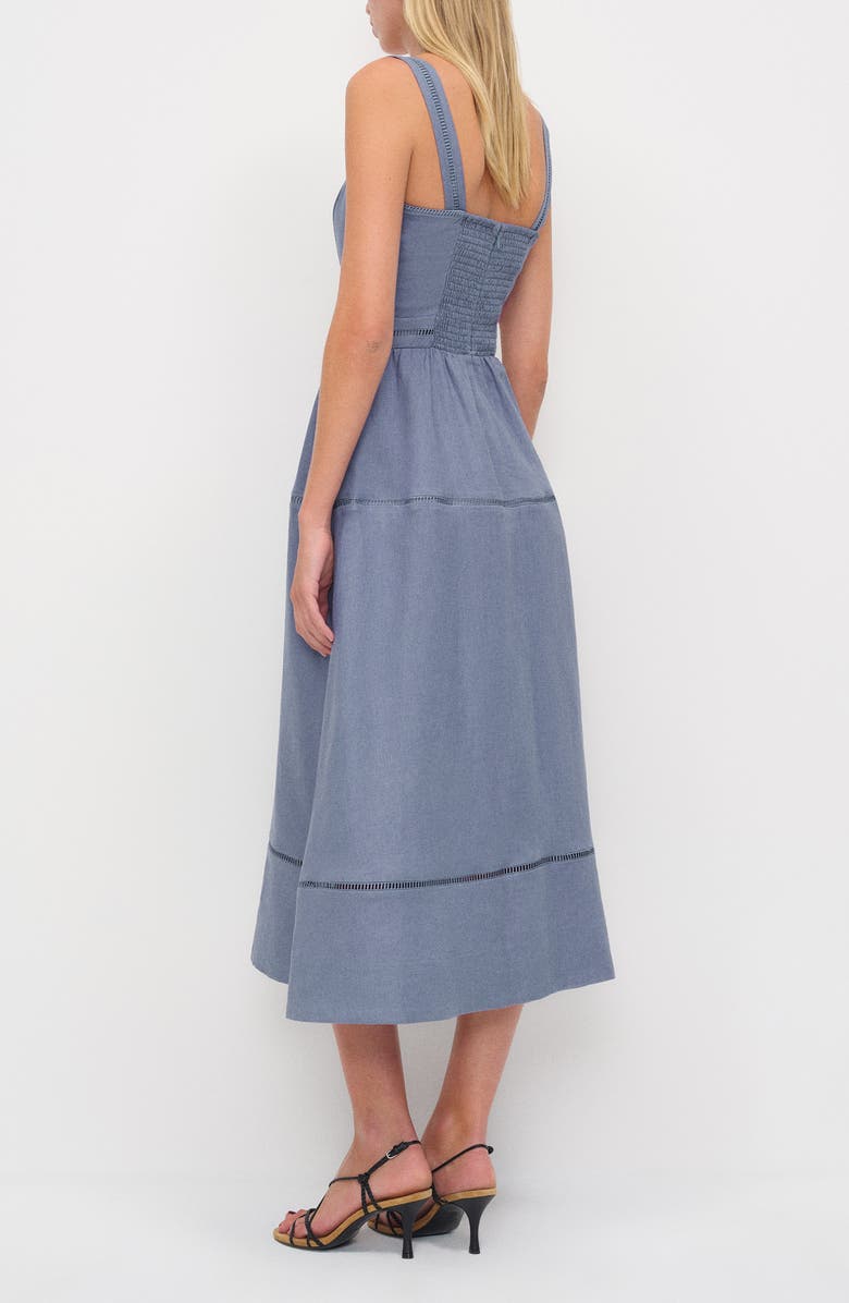 Reformation Everett Linen Midi Sundress, Alternate, color, Cornflower
