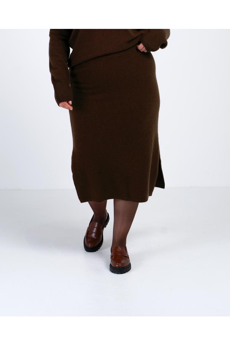 Josie Merino Knitted Midi Skirt, Main, color, Bitter Chocolate