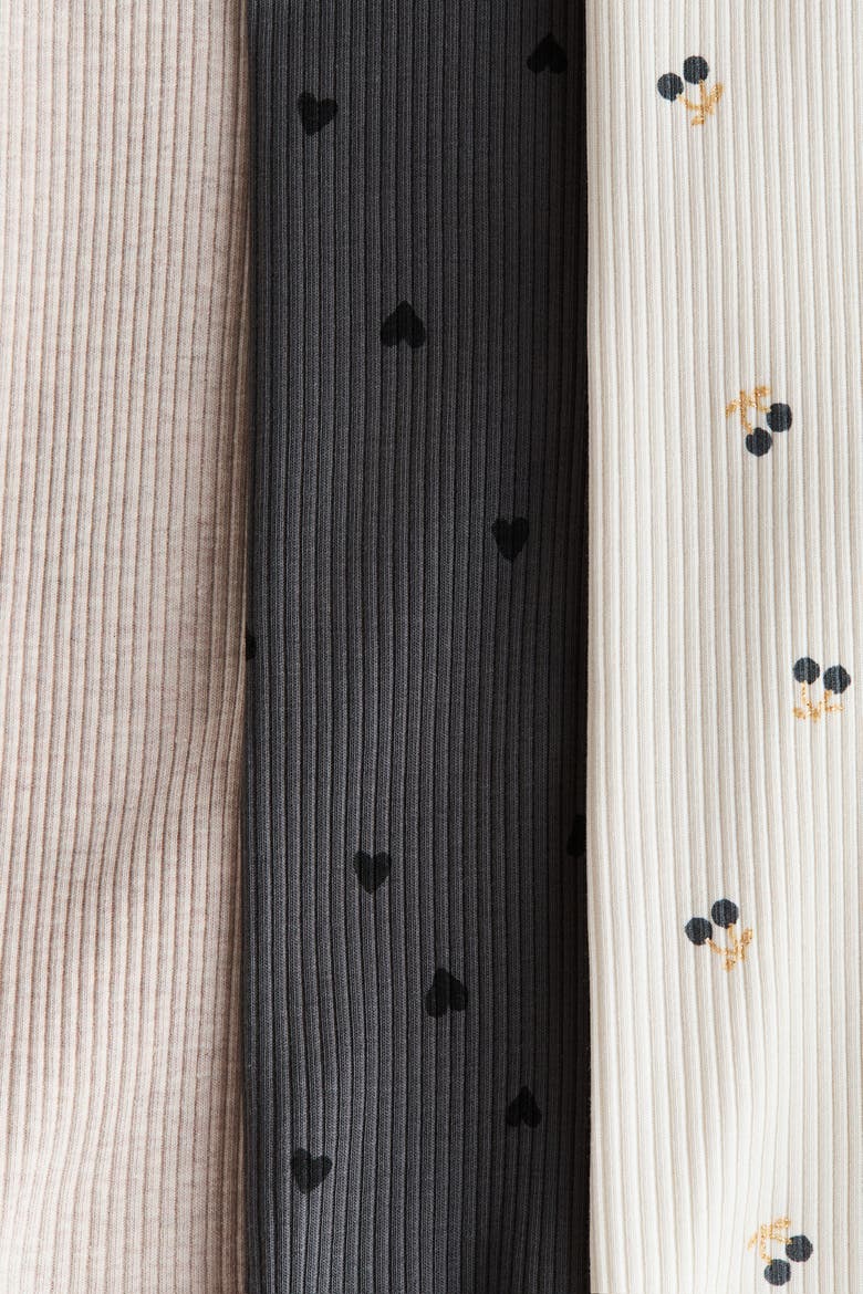 3-pack Cotton Leggings, Alternate, color, Light beige/cherries