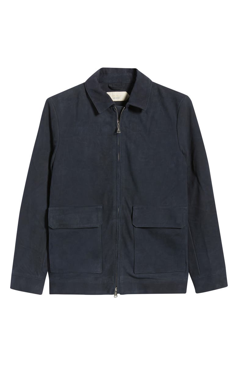 Aurélien Suede Zip Jacket, Alternate, color, Navy