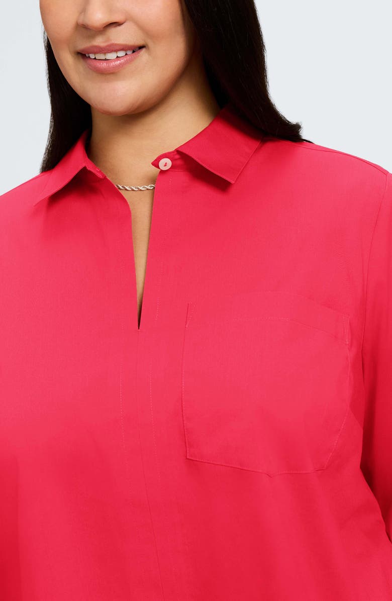 Foxcroft Bella Solid Popover Top, Alternate, color, Raspberry