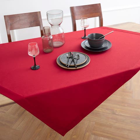 Cotton Linen Plain Table Throw 52 x 52 Inch for Dining Table, Holiday and Everyday Table Decor - Dru