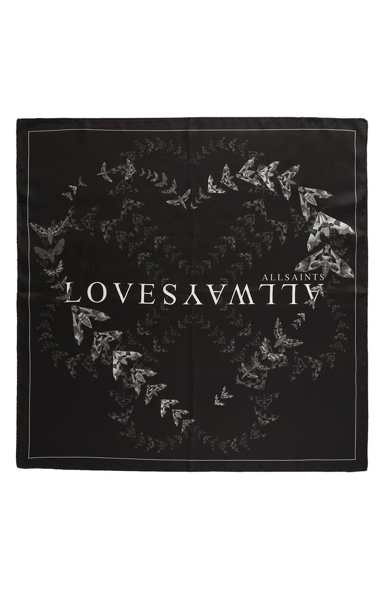 AllSaints Escalera Heart Silk Square Scarf, Alternate, color, 