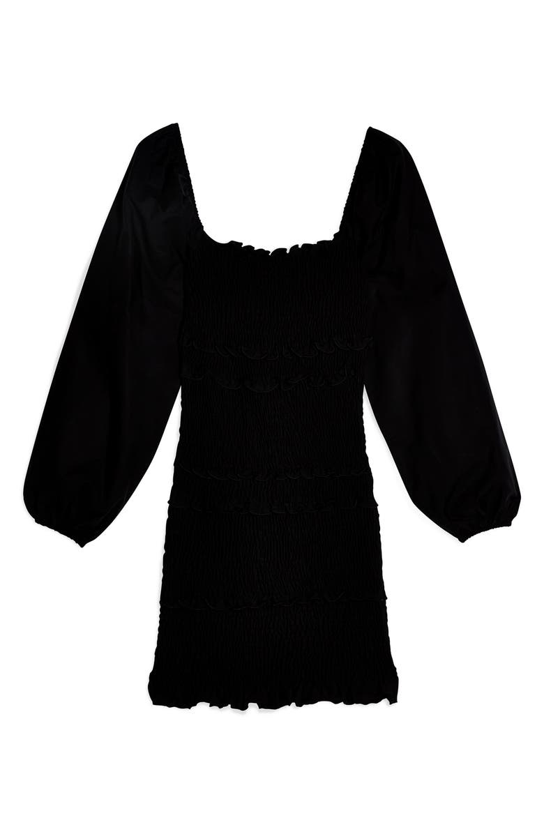 Topshop Smocked Long Balloon Sleeve Minidress, Alternate, color,