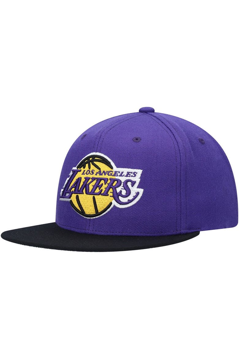 Men's Mitchell & Ness Purple Los Angeles Lakers Hardwood Classics Bandana Undervisor Snapback Hat, Main, color, Purple