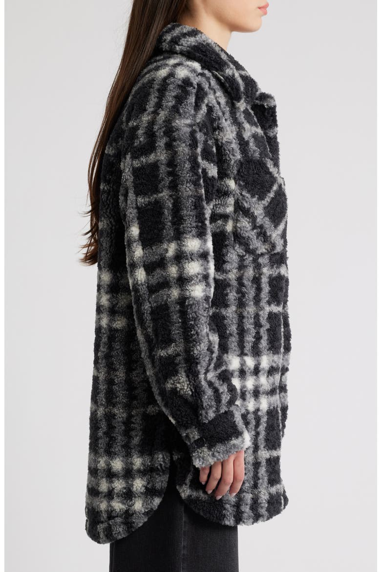 Plaid Fleece Shirt Jacket, Alternate, color, BLACK COMBO