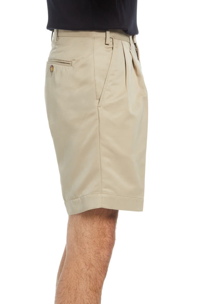 Microfiber Self Sizer Pleated Shorts, Alternate, color, TAN