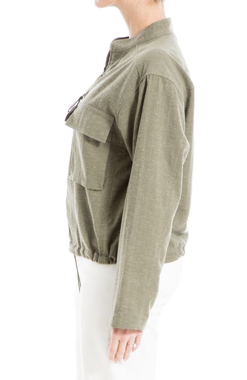Max Studio Space Dye Crop Utility Jacket In Olive