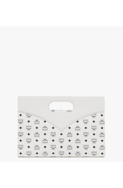 Mcm Diamond Visetos Leather Tote Bag In White