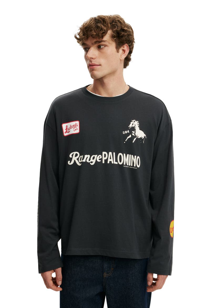 Men's Regular Fit Graphic Ls T-Shirt, Main, color, Washed Black  Palomino