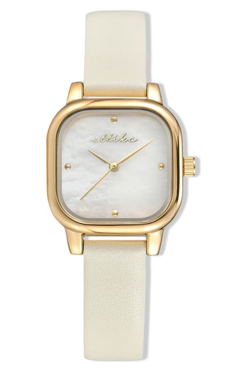 Ettika Classic Square Mother-of-pearl Leather Strap Watch In Neutral