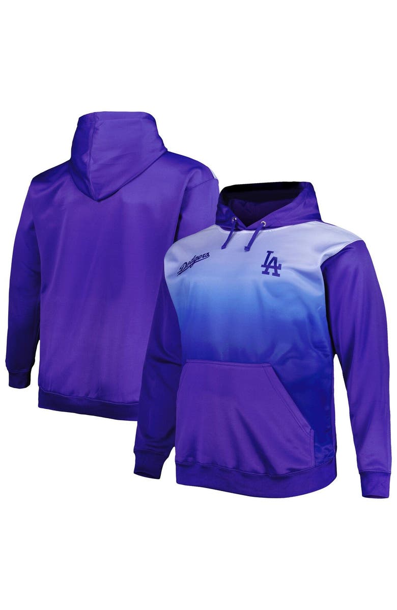 PROFILE Men's Royal Los Angeles Dodgers Fade Sublimated Fleece Pullover Hoodie, Main, color, 