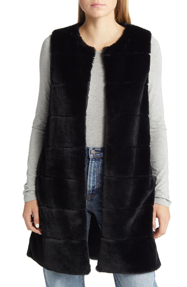 La Fiorentina Quilted Faux Fur Vest, Main, color, 