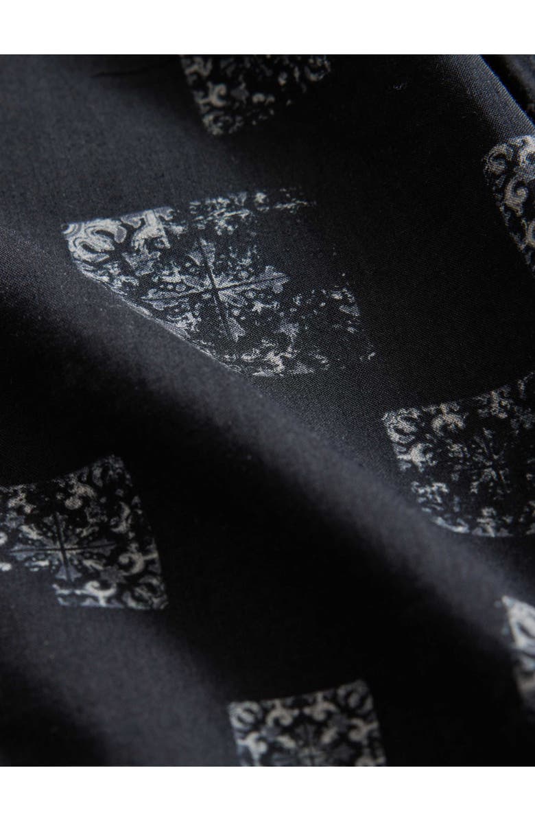 John Varvatos Loren Slim Fit Short Sleeve Button-Up Shirt, Alternate, color, Black