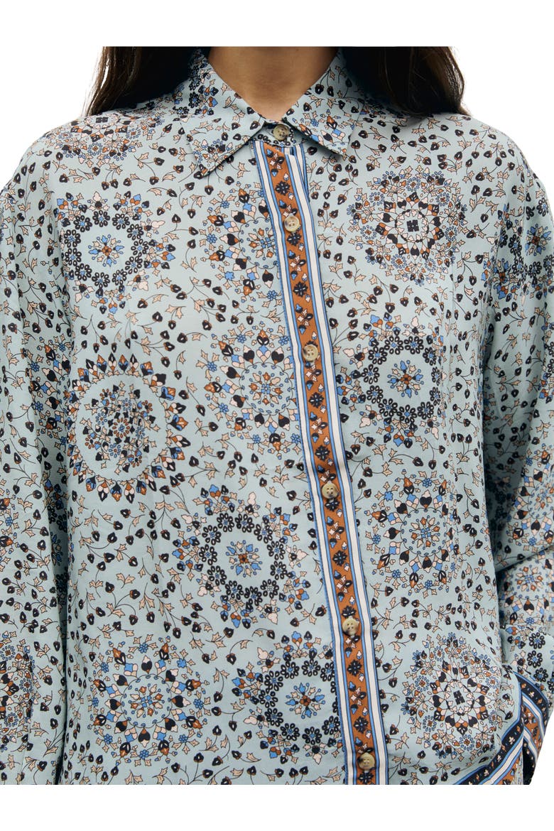 Flowing Printed Shirt, Alternate, color, Sky Blue