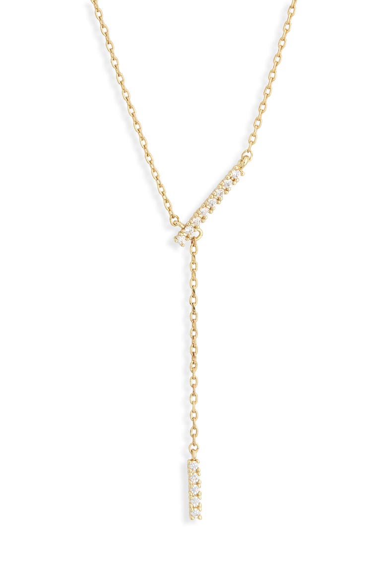 Demi Fine Cubic Zirconia Y-Necklace, Main, color, CLEAR- GOLD