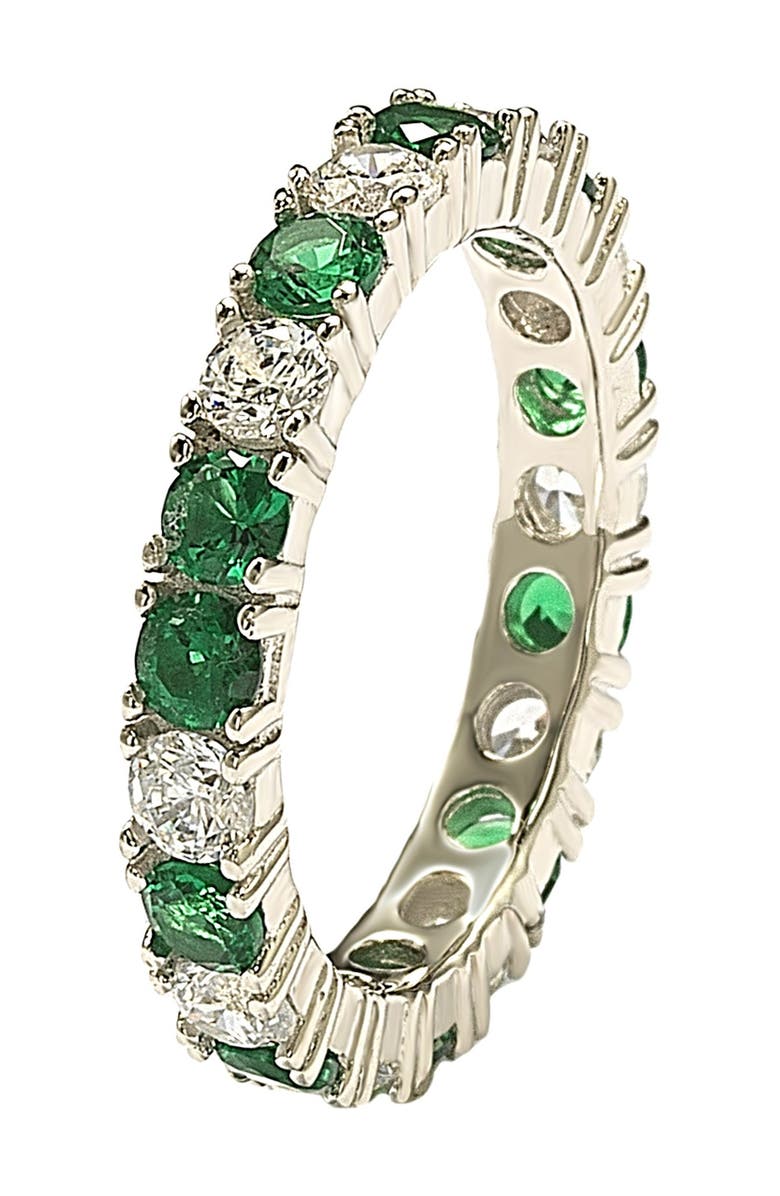 SUZY LEVIAN Sterling Silver Cubic Zirconia Eternity Band Ring, Alternate, color, Green