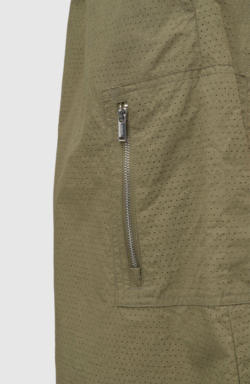 Dkny Perforated Tech Fabric Midi Skirt In Utility Green