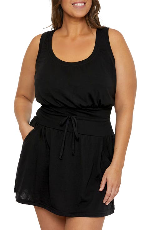 Beach Date Tie Waist Cover-Up Minidress (Plus)