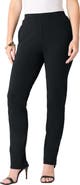 Roaman's Plus Size Ponte Straight Leg Pant With Pockets And Pull On Elastic Waist